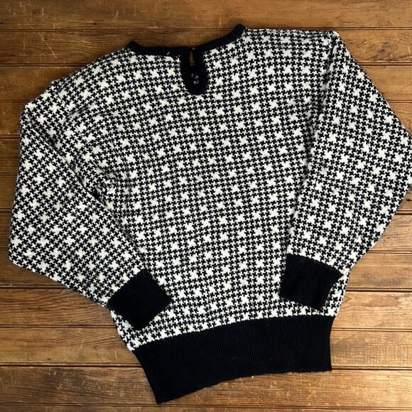 Vintage 80’s 90’s womens acrylic crew neck sweater black whitesize medium - Picture 6 of 6